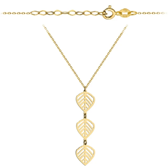 Halskette Gold hängt drei Blätter