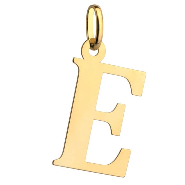 Zawieszka złota literka E duża