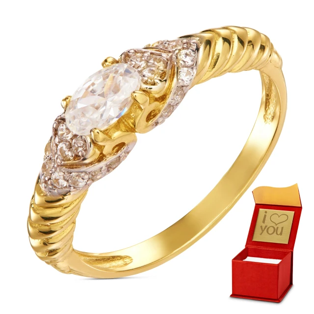 Goldener Ring mit Verflechtung Zirkonia