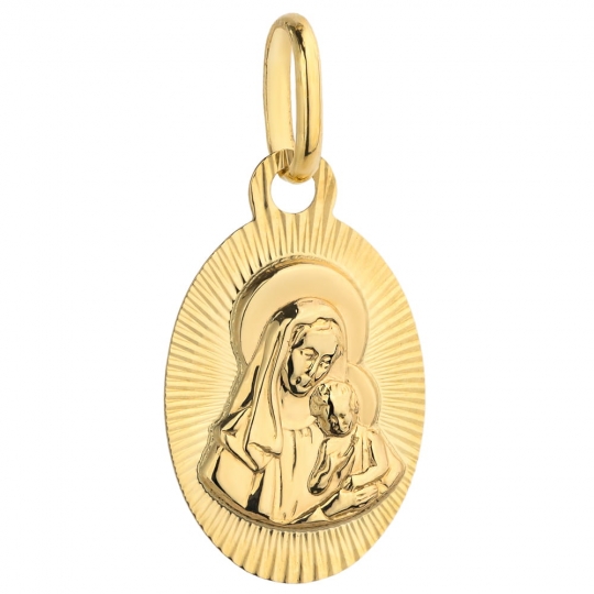 Medalik Matka Boska z Dzieciątkiem Jezus w diamentowanym owalu pr. 585