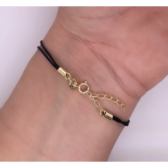 Vergoldetes Armband Schwarze Schnur FEATHER