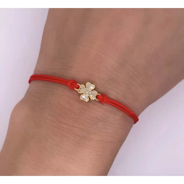 Vergoldetes Armband Red String CLOVER