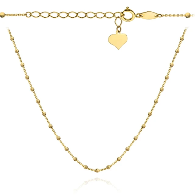 Goldene Halskette mit Diamantkugeln und Herz