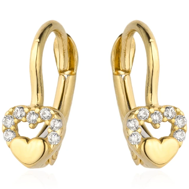 Ohrringe goldenes konvexes Herz im Herzen von Zirkonoxid