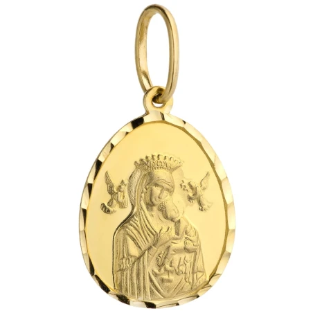 Medalik złoty Matka Boska Nieustającej Pomocy z Dzieciątkiem