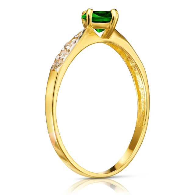 Gold Ring Zirkonie nur ein Smaragd