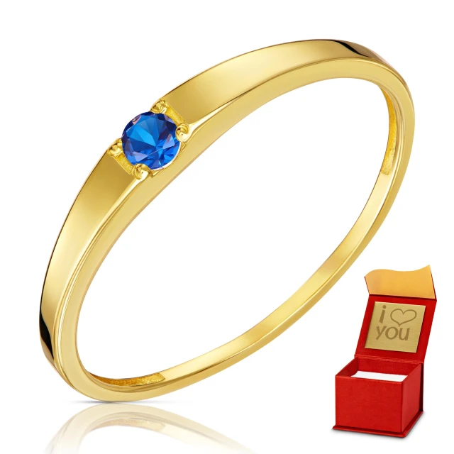 Gold Ring Blauer Stein Ehering
