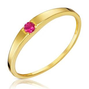Złoty pierścionek rubinowy kamień Obrączka