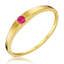 Złoty pierścionek obrączka z rubinowym kamieniem