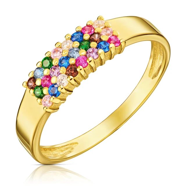 Gold Ring Bunte Steine 585