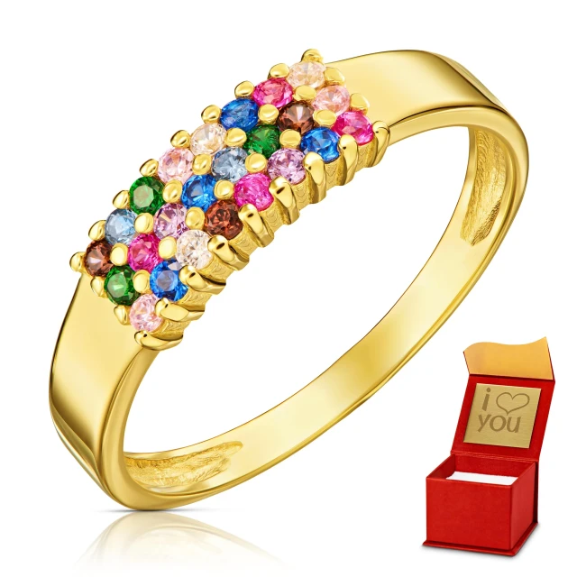 Gold Ring Bunte Steine 585