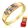Złoty pierścionek Kolorowe Kamienie próba 585