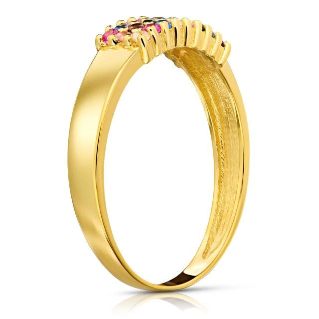 Gold Ring Bunte Steine 585