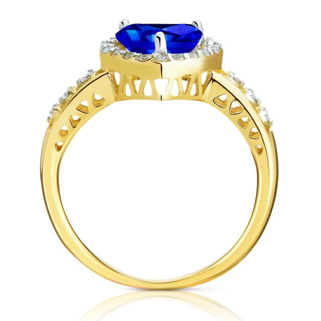 Goldener Ring 585 Verlobung Saphir Herz
