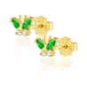 Goldene Ohrringe BUTTERFLIES grüne Feinheit 585