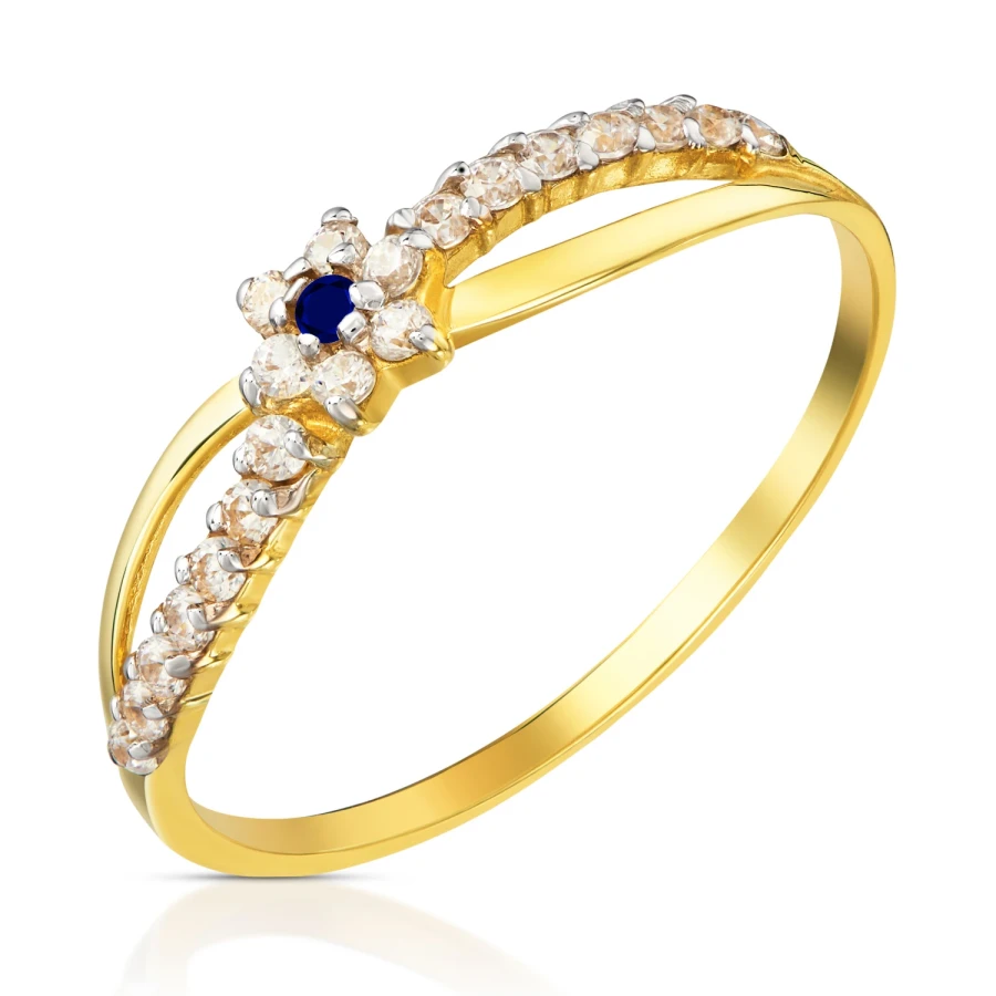 Złoty pierścionek Ukochany niebieski próba 585
