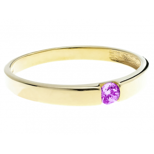 Złoty pierścionek fioletowy kamień Obrączka