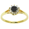 Elegancki Złoty pierścionek Kwiatek czarny