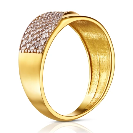 Gruby pierścionek złoty 585 cyrkonie
