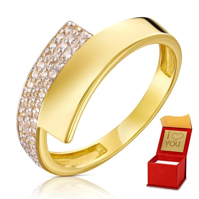 Gold Ring Asymmetrisch Schönes Muster Muster Muster 585