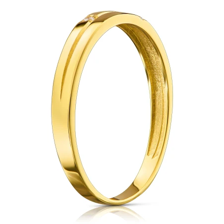 Złoty pierścionek obrączka 585 delikatne kamienie