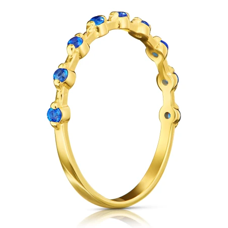 Cienki pierścionek z cyrkoniami 585 niebieskie