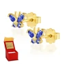 Goldene Ohrringe BUTTERFLIES blau Muster 585 K1.158Pnn| ergold