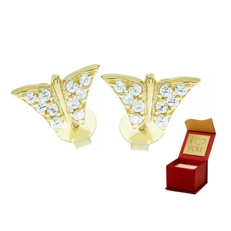 Złote kolczyki z motylkami