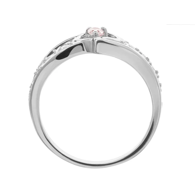 Silber Ring Interwoven HEART Pink Stone
