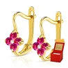 Złote kolczyki Małe Kwiatuszki  rubinowe K3.2375cz | ERgold