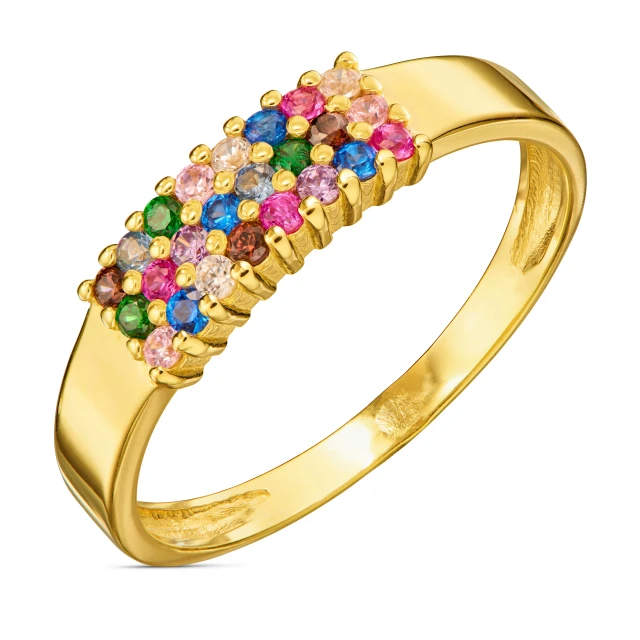 Gold Ring Bunte Steine 585