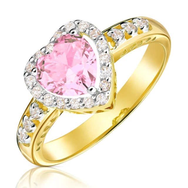 Goldener Ring 585 Verlobung Pink Herz