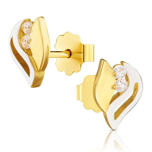 Goldene Blumenohrringe weiße Steine