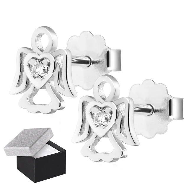 Silberne Ohrringe mit Zirkonia ANGELS