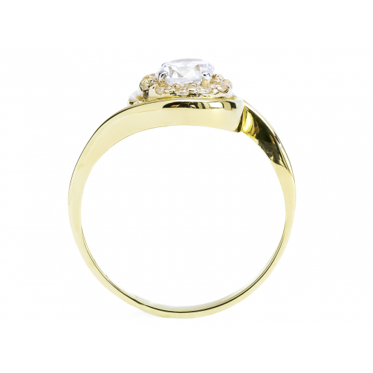 Złoty pierścionek 585 duże białe cyrkonie