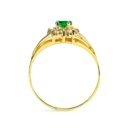 Pierścionek zaręczynowy z zielonym kamieniem 585