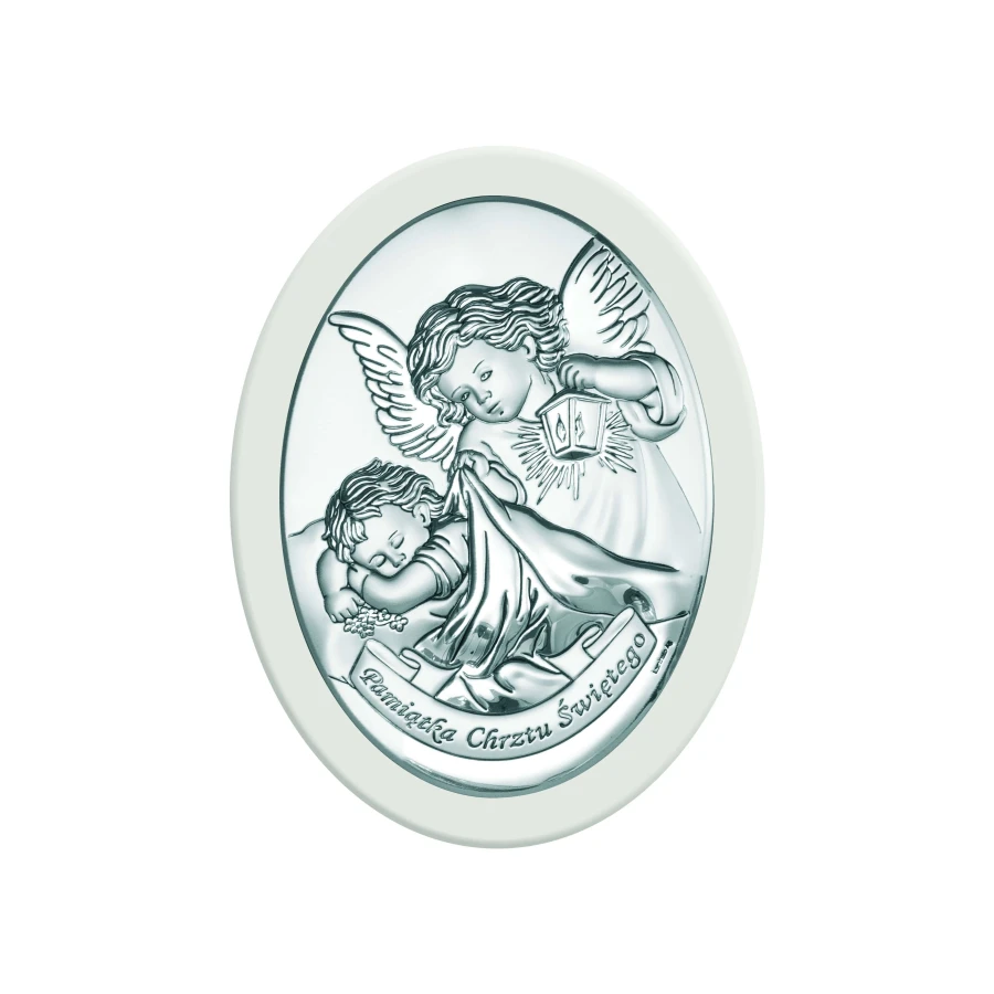 Obrazek Aniołek Stróż "Pamiątka Chrztu Świętego" na Białym Drewnie