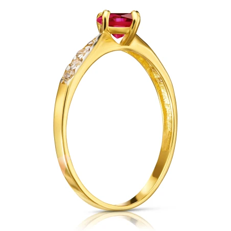 Złoty pierścionek 585 z czerwonym kamieniem