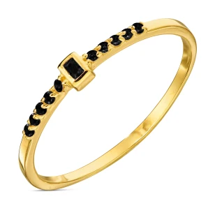 Złoty pierścionek czarna CYRKONIA próba 585 ER.0027Pc| ERgold