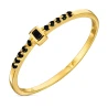 Cienki złoty pierścionek czarne cyrkonie 585