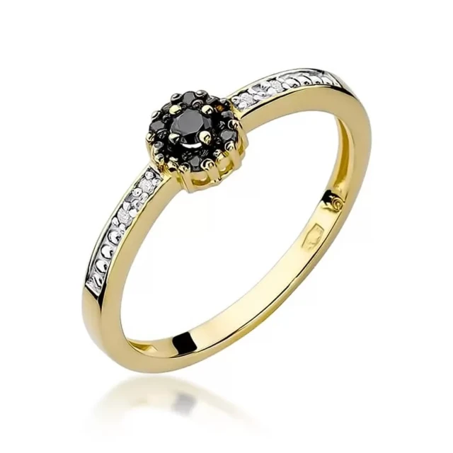 Gold Ring 585 mit Diamant Diamant Schwarz 0.06 Weiß 0.03ct