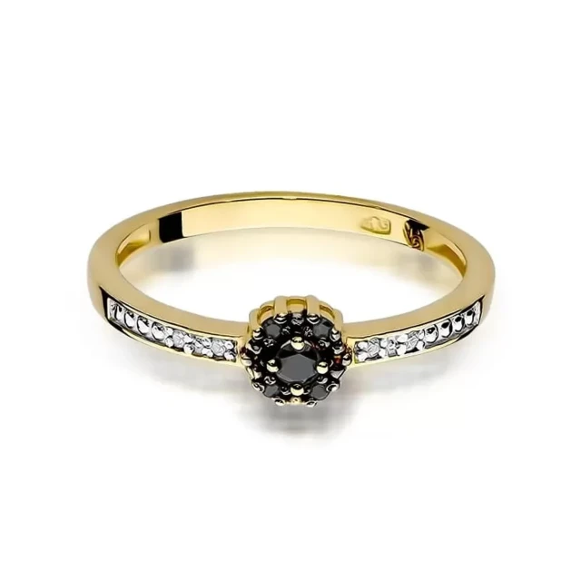 Gold Ring 585 mit Diamant Diamant Schwarz 0.06 Weiß 0.03ct