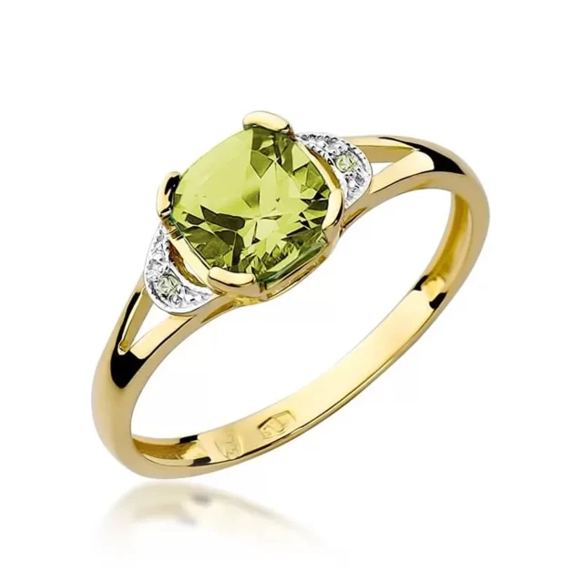 Gold Ring 585 mit Diamant Olivin 1,00ct