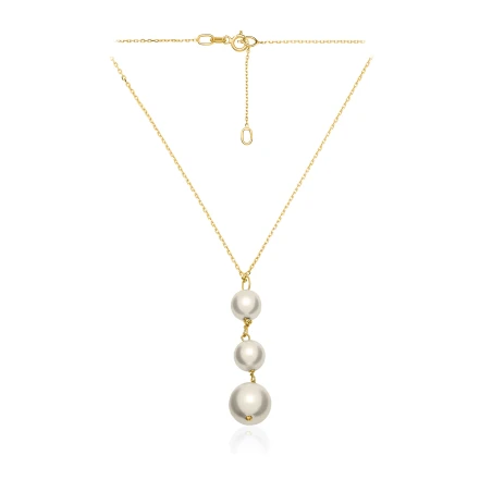 Złoty naszyjnik trzy perły NZ021