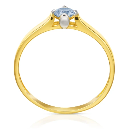 Złoty pierścionek z błękitną cyrkonią 585