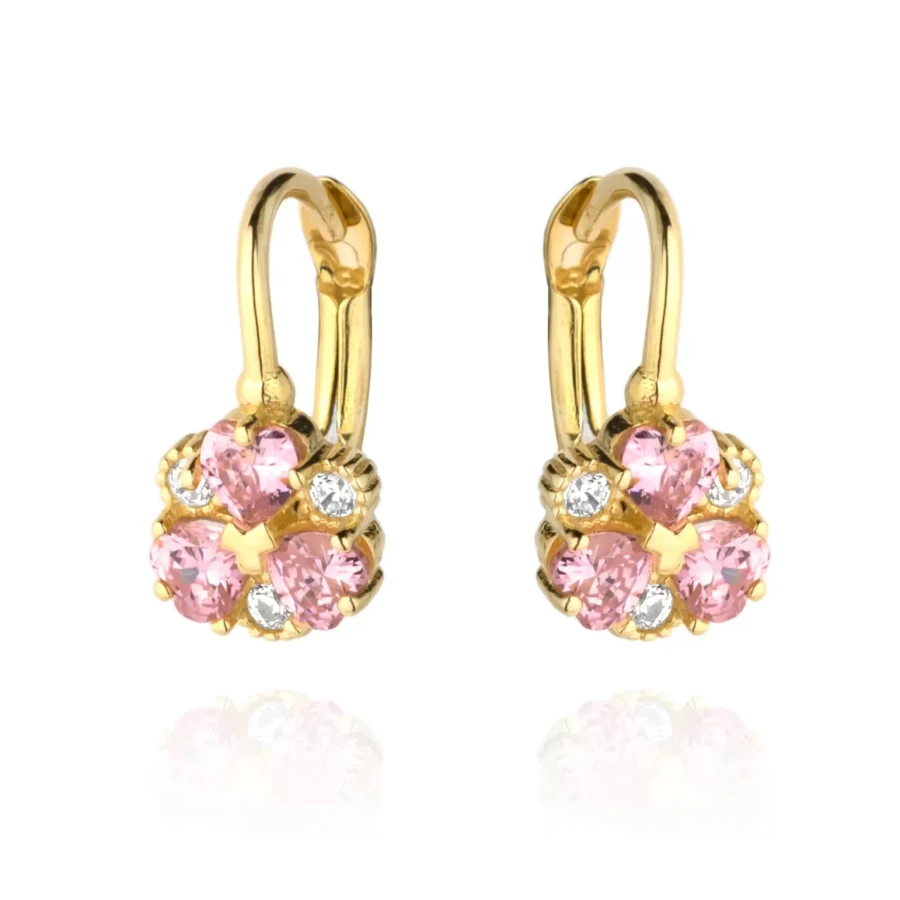 ⭐ Blumenohrringe mit rosa und weißen Blütenblättern ♥ Ergold