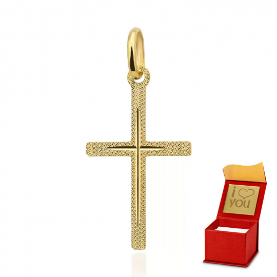 Złoty krzyżyk zdobiony duży pr. 585