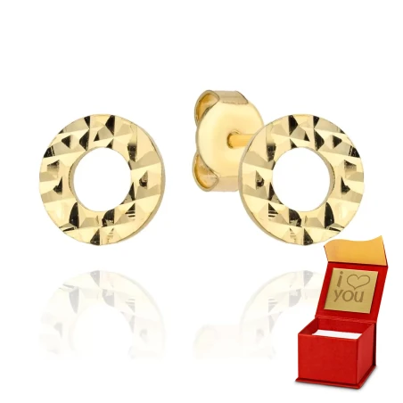 Kolczyki złote diamentowany ring