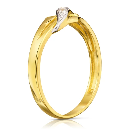 Złoty pierścionek liść cyrkonii 333