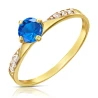 Złoty pierścionek 585 z niebieskim kamieniem